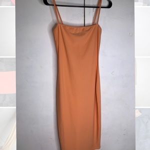 straight neck midi dress